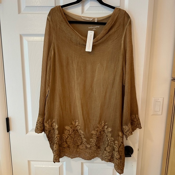 Soft Surroundings Renee Silk Cowl Tunic Embroidered NWT XL - Picture 1 of 4